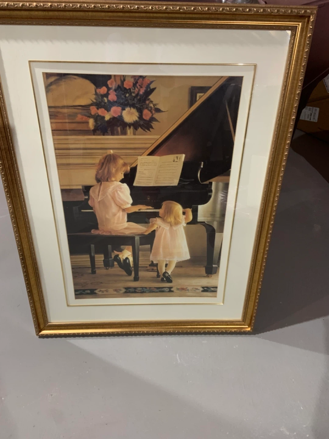 Framed Art Print - Two Girls at a Piano