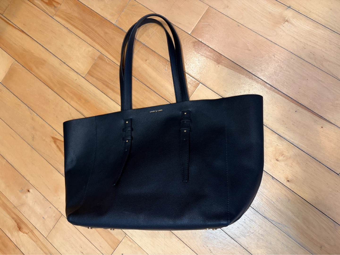 LOVE & LORE Black Faux Leather Tote Bag