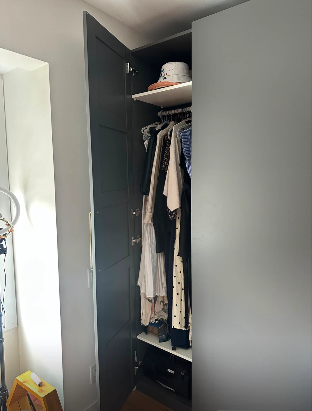 Grey Wardrobe with Sliding Doors