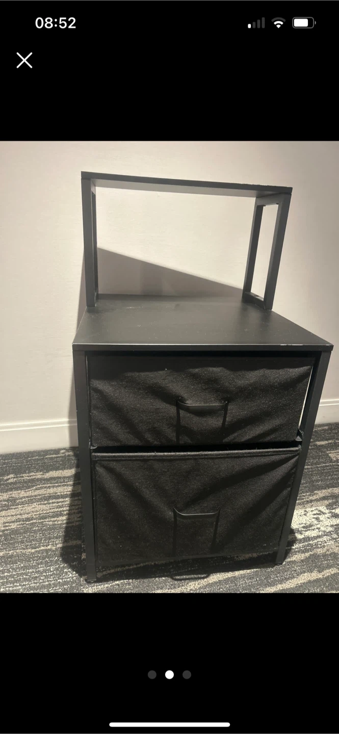 Grey Bedside Table with 2 Drawers - photo 2