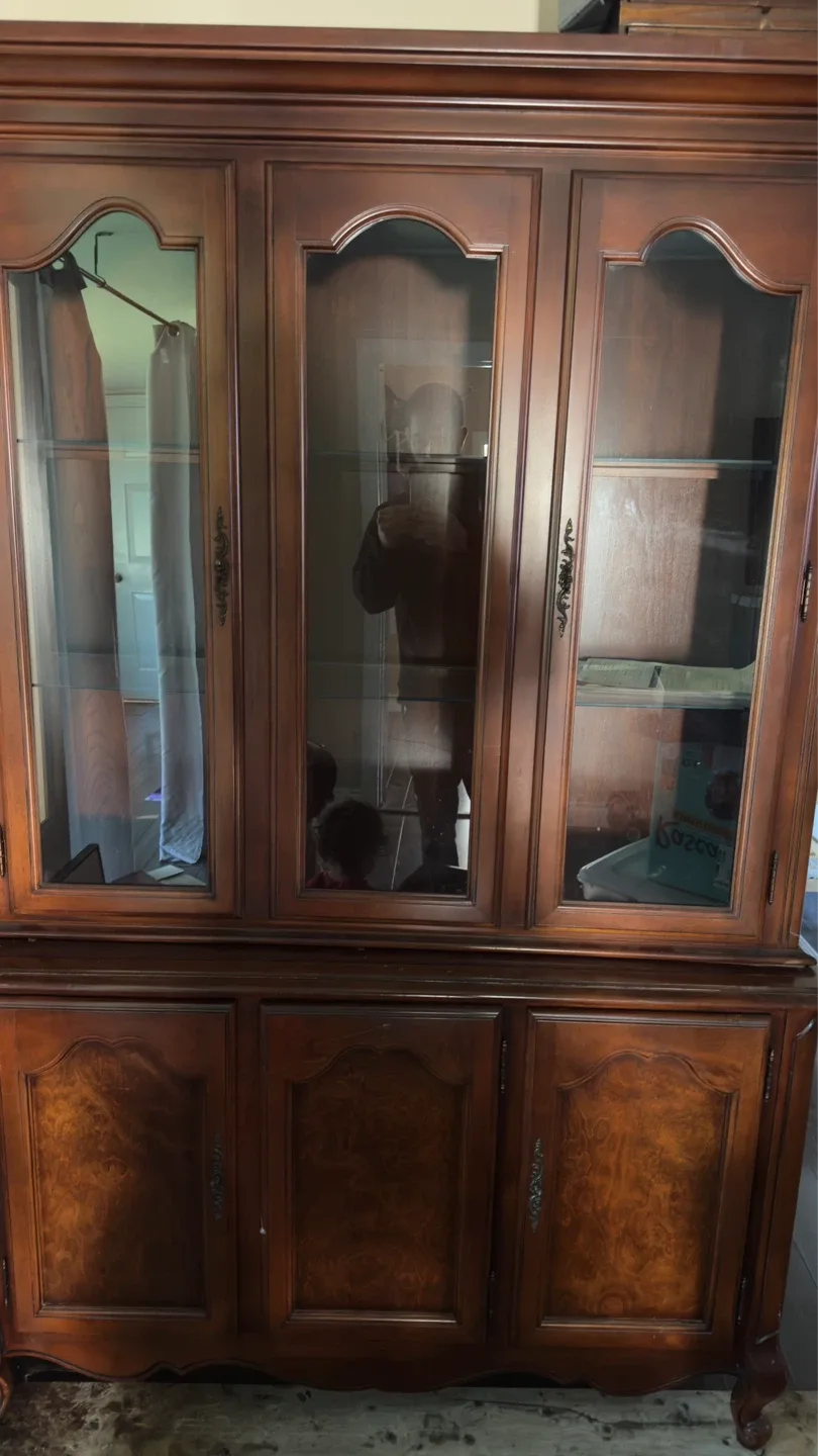 Wooden Display Cabinet with Glass Doors
