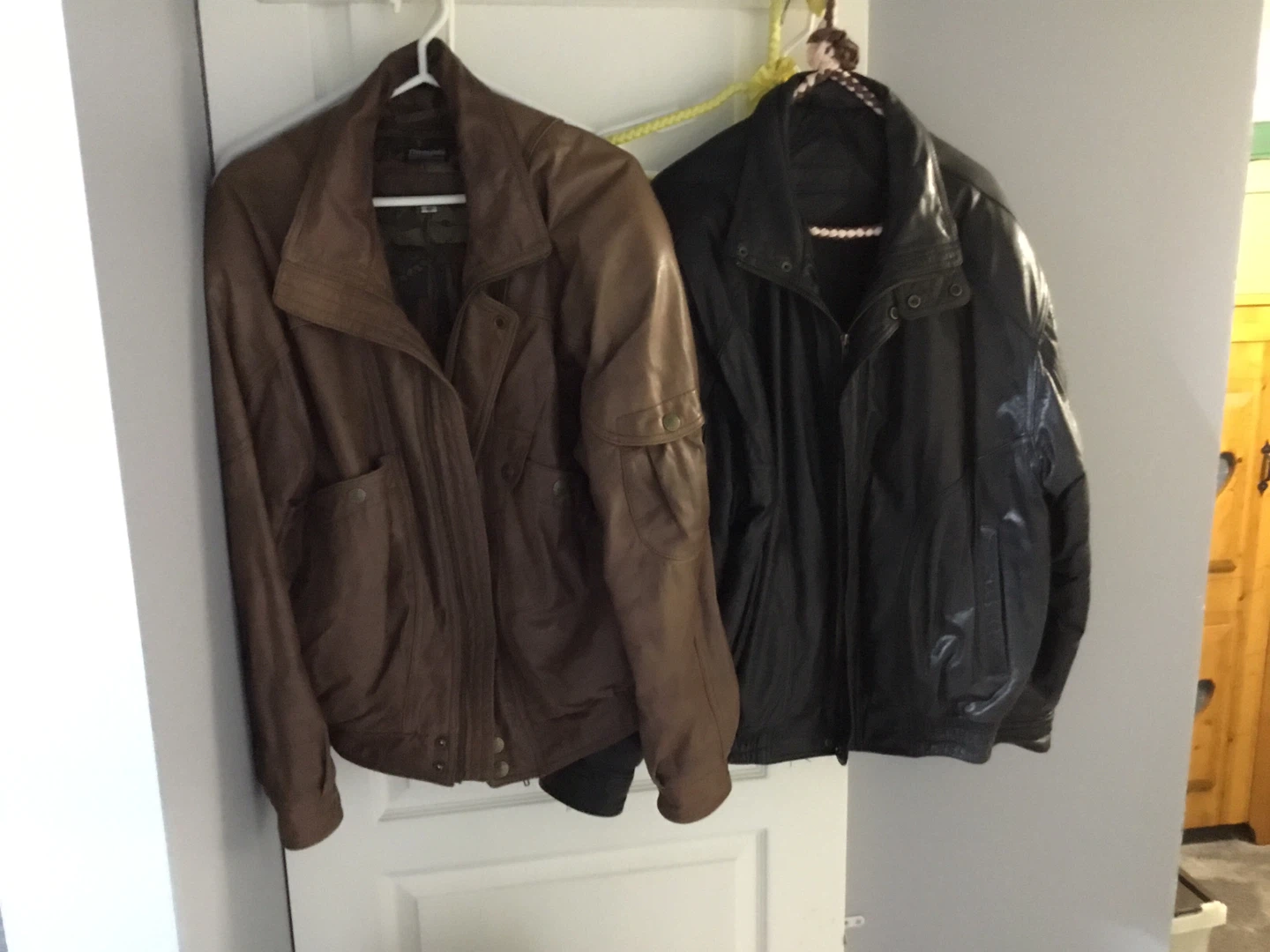 Two Men's Leather Jackets - Brown and Black