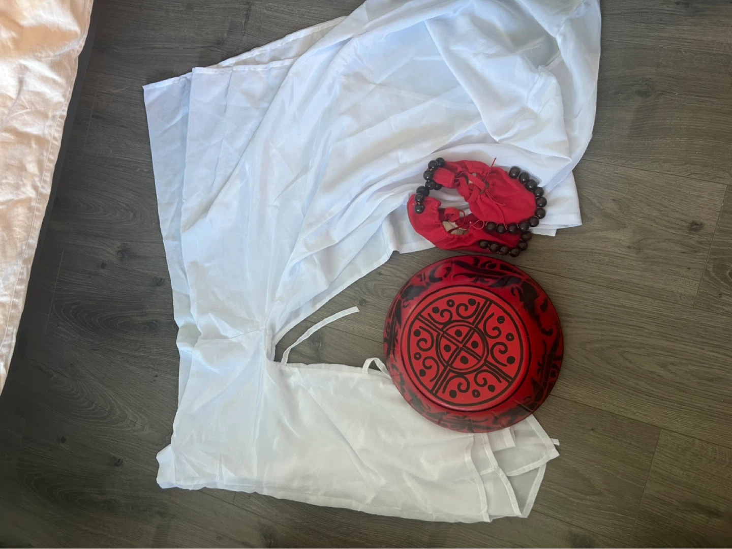 Chinese dance practice sleeves, stool, shoes