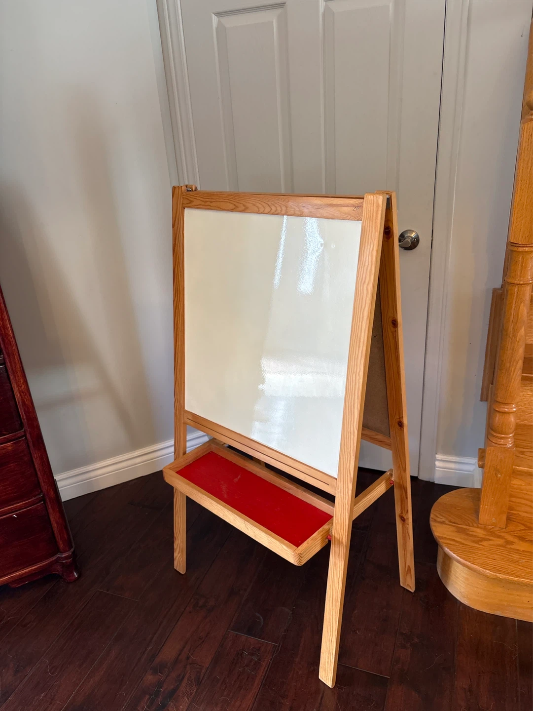 Wooden A-Frame Easel with Chalkboard and Whiteboard