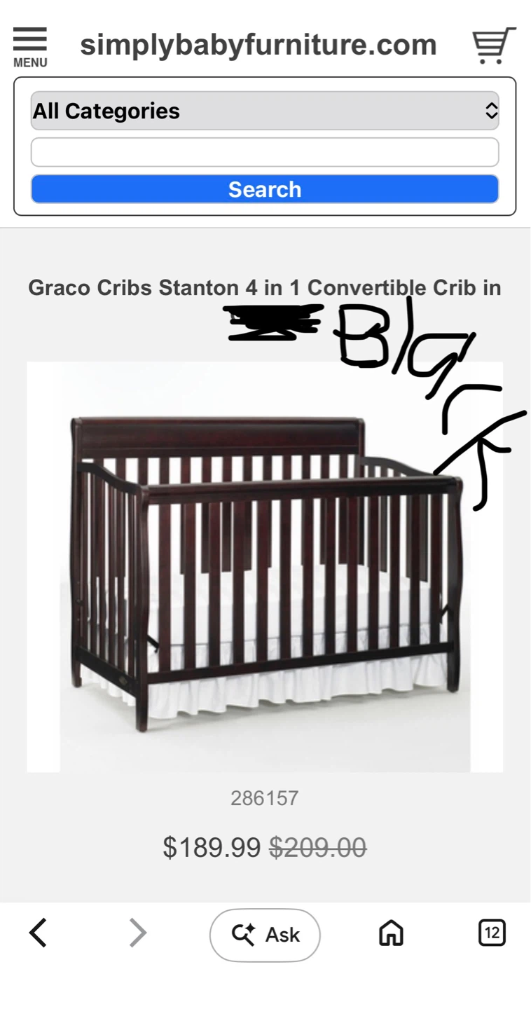 Graco Stanton 4 in 1 Convertible Crib - Black - photo 4
