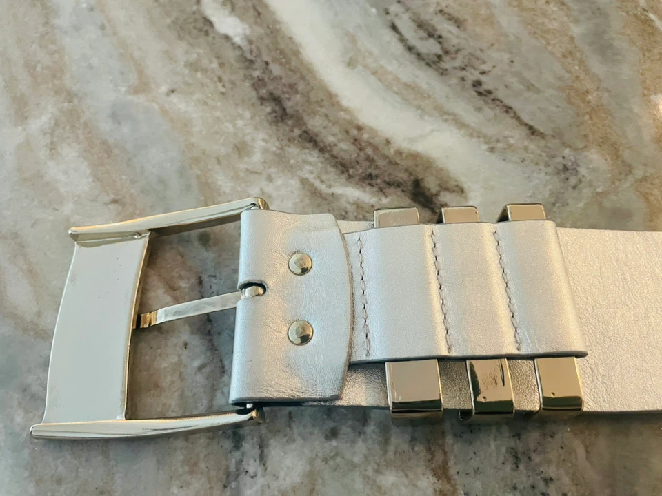 VERSACE for H&M Silver Leather Belt with Gold Accents - photo 4