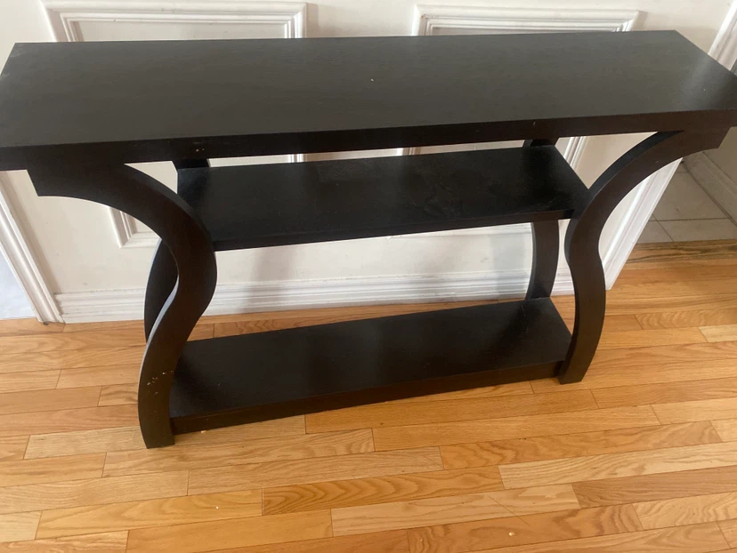 Black Console Table with Two Shelves