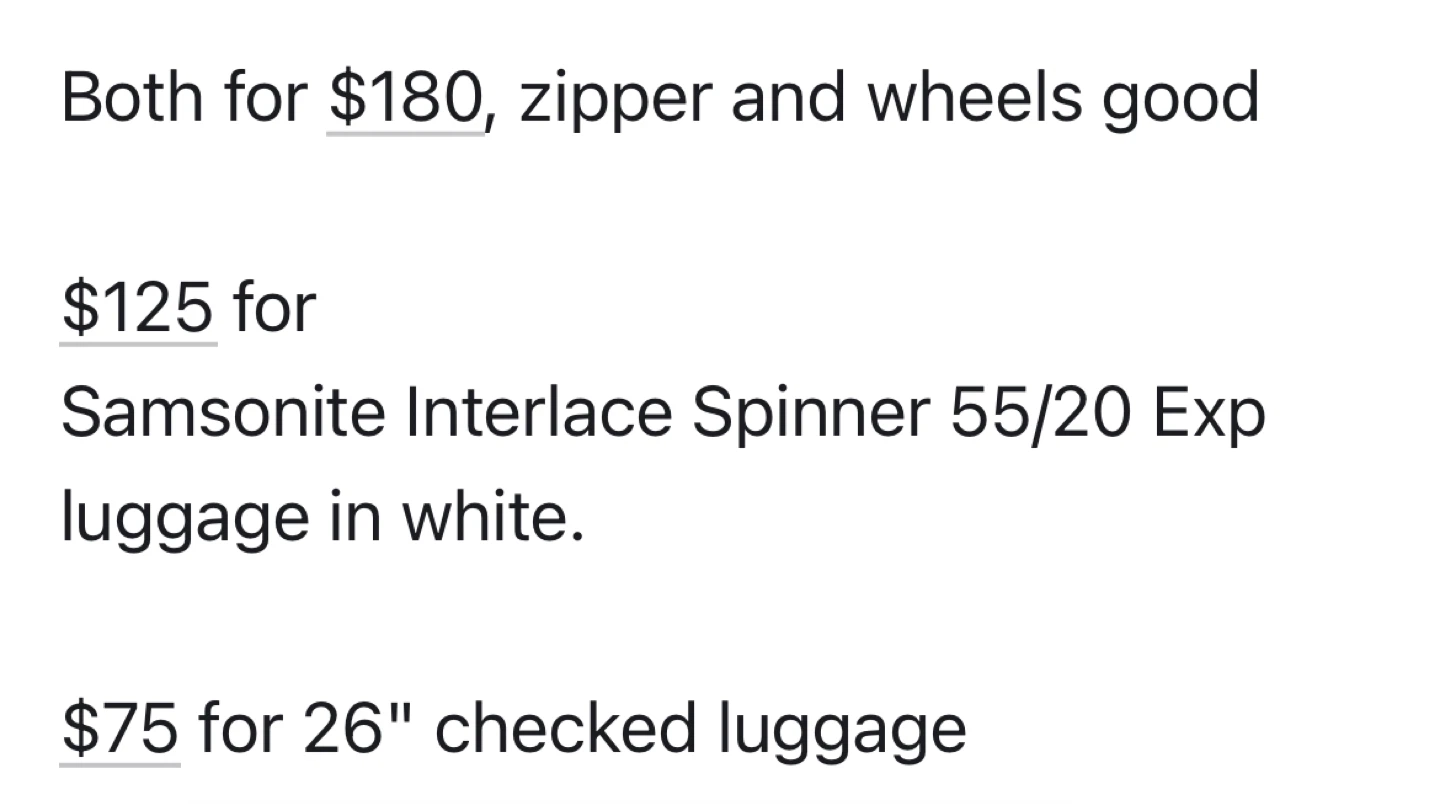 26" white luggage and Samsonite 30" checked suitcase - photo 3