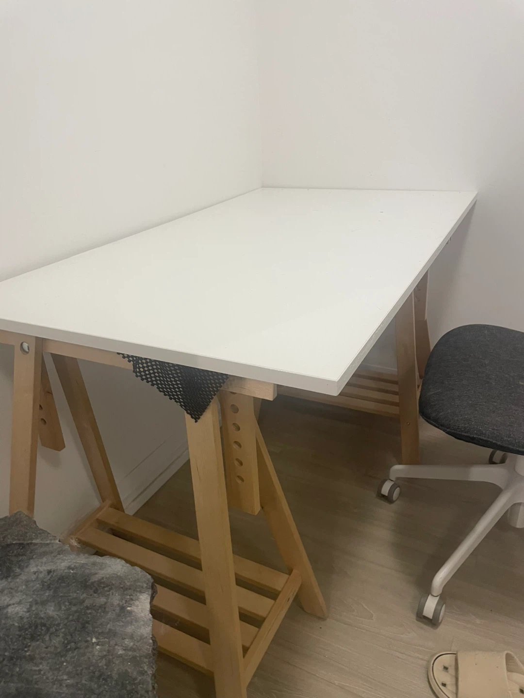 White Drafting Table with Wooden Legs