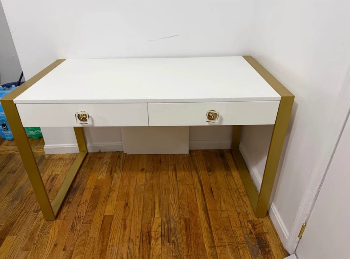 White Desk with Gold Frame
