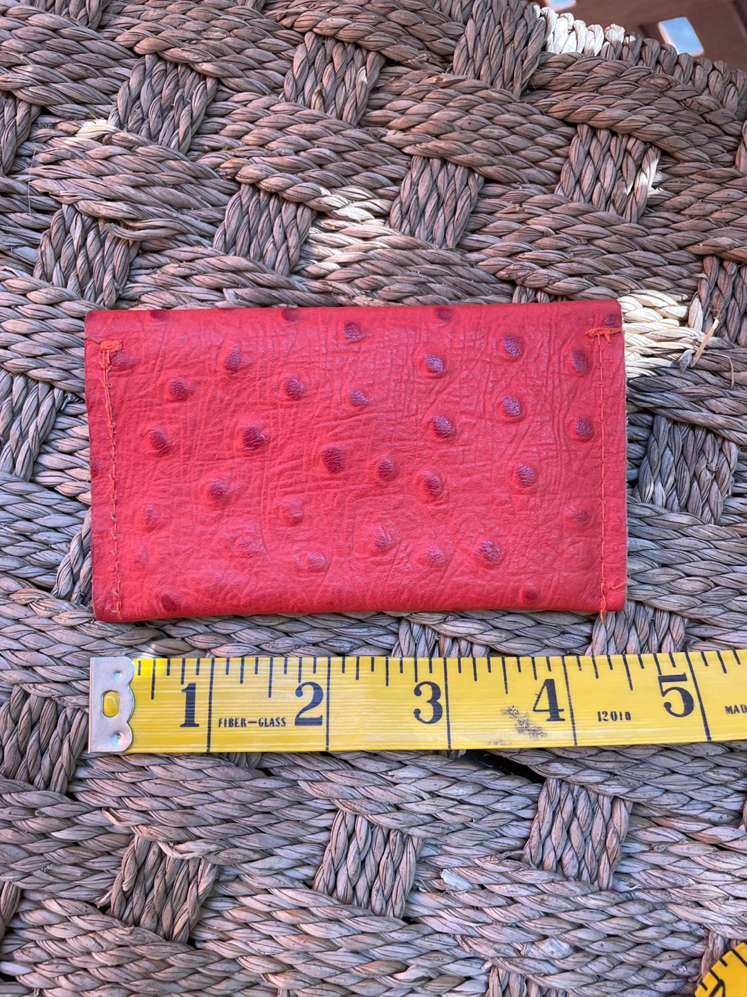 Red Ostrich Leather Card Holder - photo 2