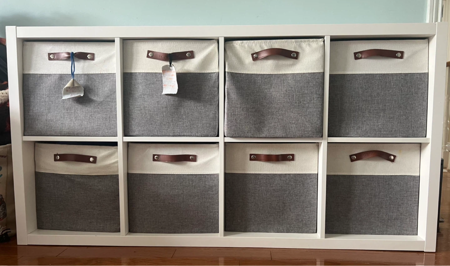 White IKEA cube shelf