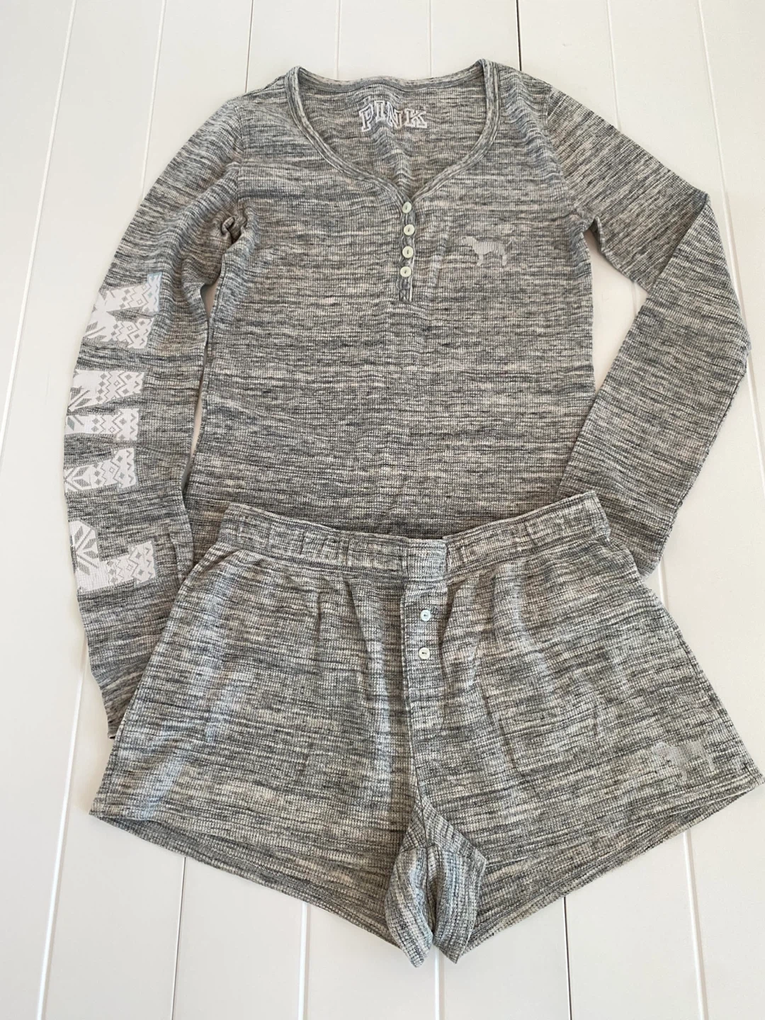 2pc PINK by Victoria's Secret grey pajama set