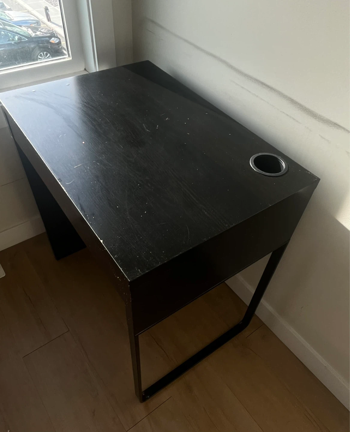 Dark Wood Desk with Drawer - photo 2