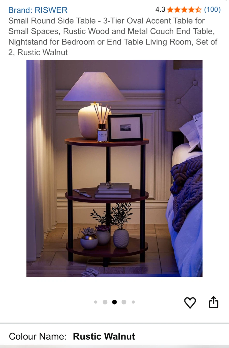 Round Side Table - 3-Tier Oval Table for Small Spaces, set of 2 - photo 5