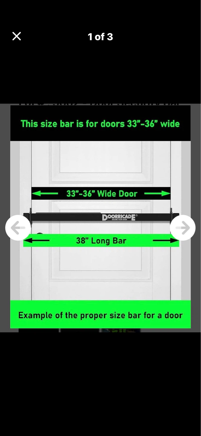 Doorricade 38" Security Bar for 33"-36" Doors
