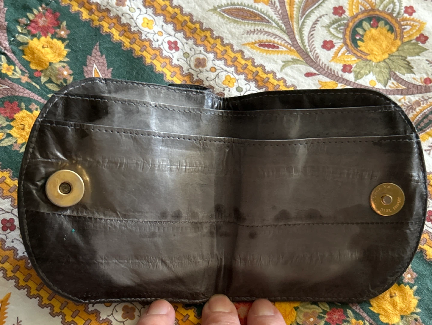 Vintage Black Eel Skin Coin Purse with Keychain - photo 5