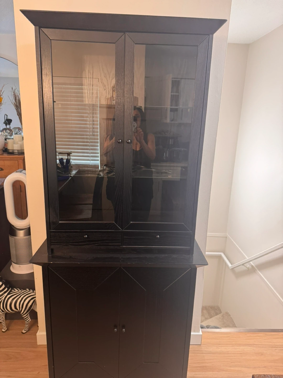 Black Display Cabinet with Glass Doors