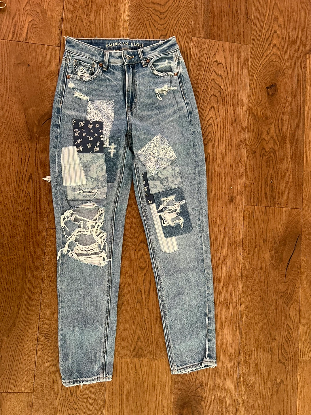 American Eagle Outfitters Patchwork Straight Leg Jeans