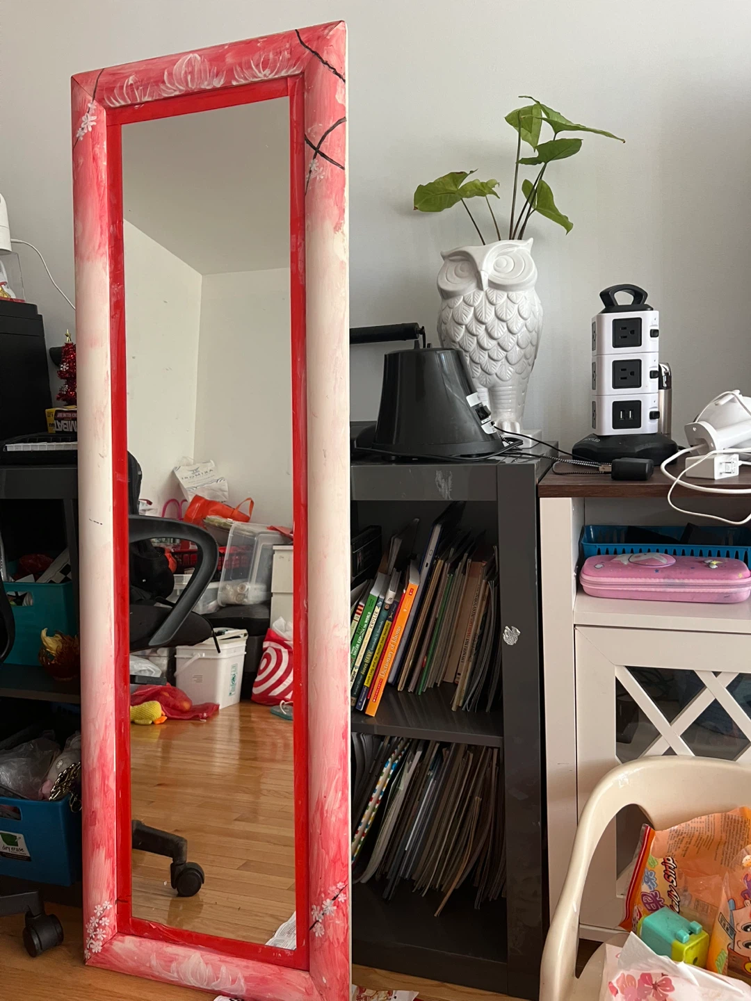 Full Length Standing Mirror with Cherry Blossom Frame