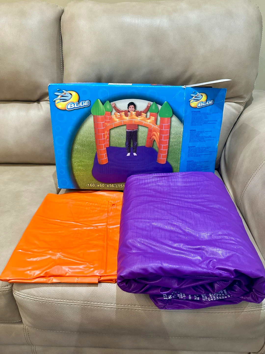 New Blue Sports Fun Bouncy Castle Sprungburg Kasteel Bouncer
