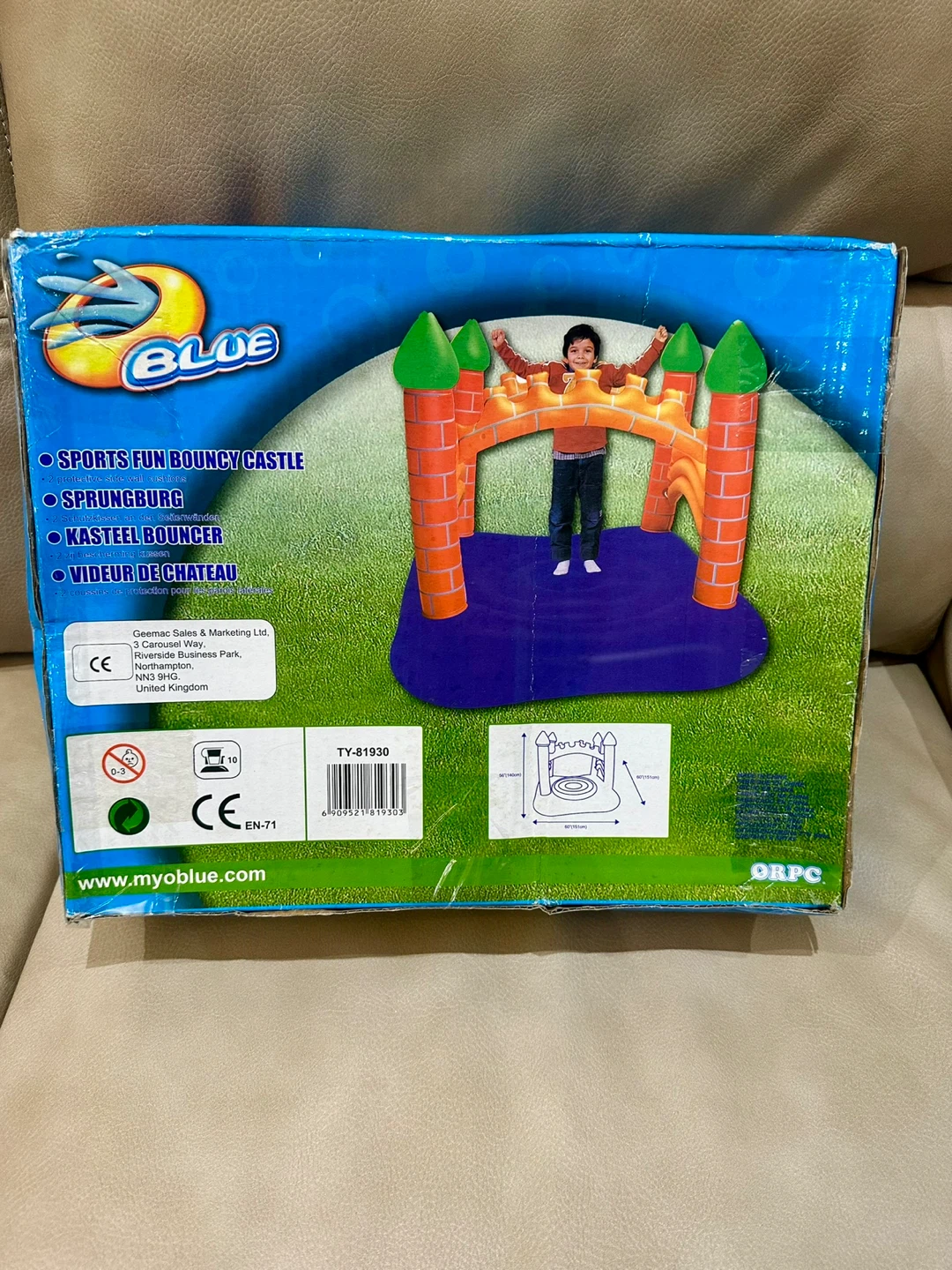 New Blue Sports Fun Bouncy Castle Sprungburg Kasteel Bouncer - photo 2
