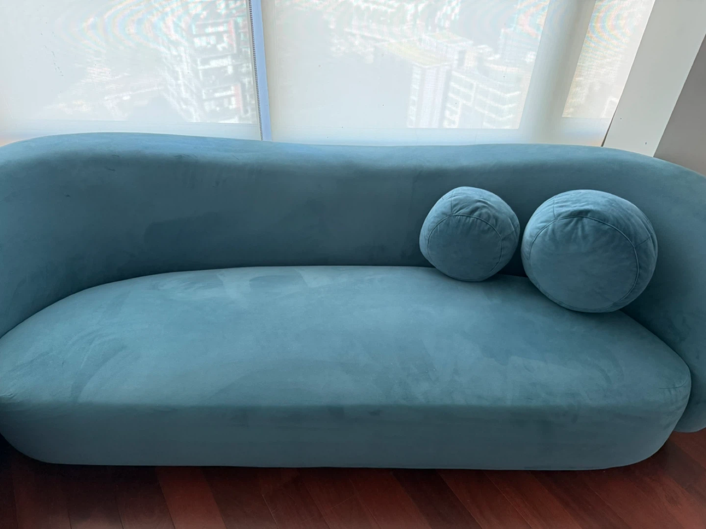 Rove Concepts blue velvet sofa