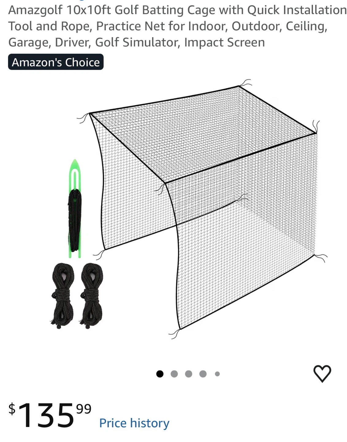 Amazgolf 10x10ft Golf Batting Cage Practice Net 10F