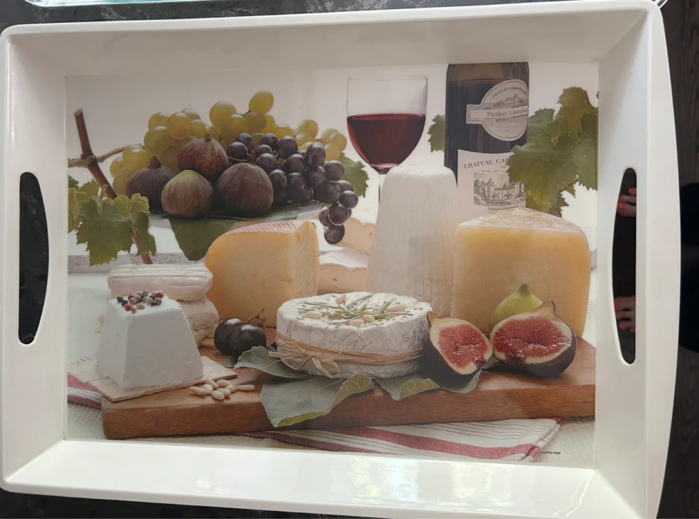 Serving Tray with Cheese and Fruit Design