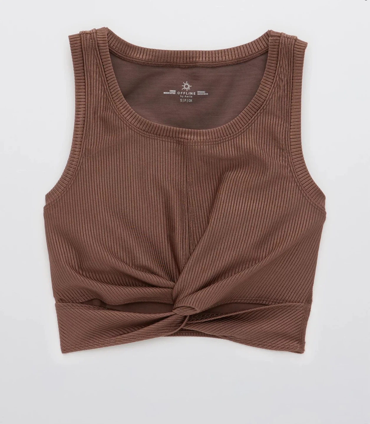 Aerie OFFLINE Ribbed Twist Tank Top & Shorts - Brown - photo 4