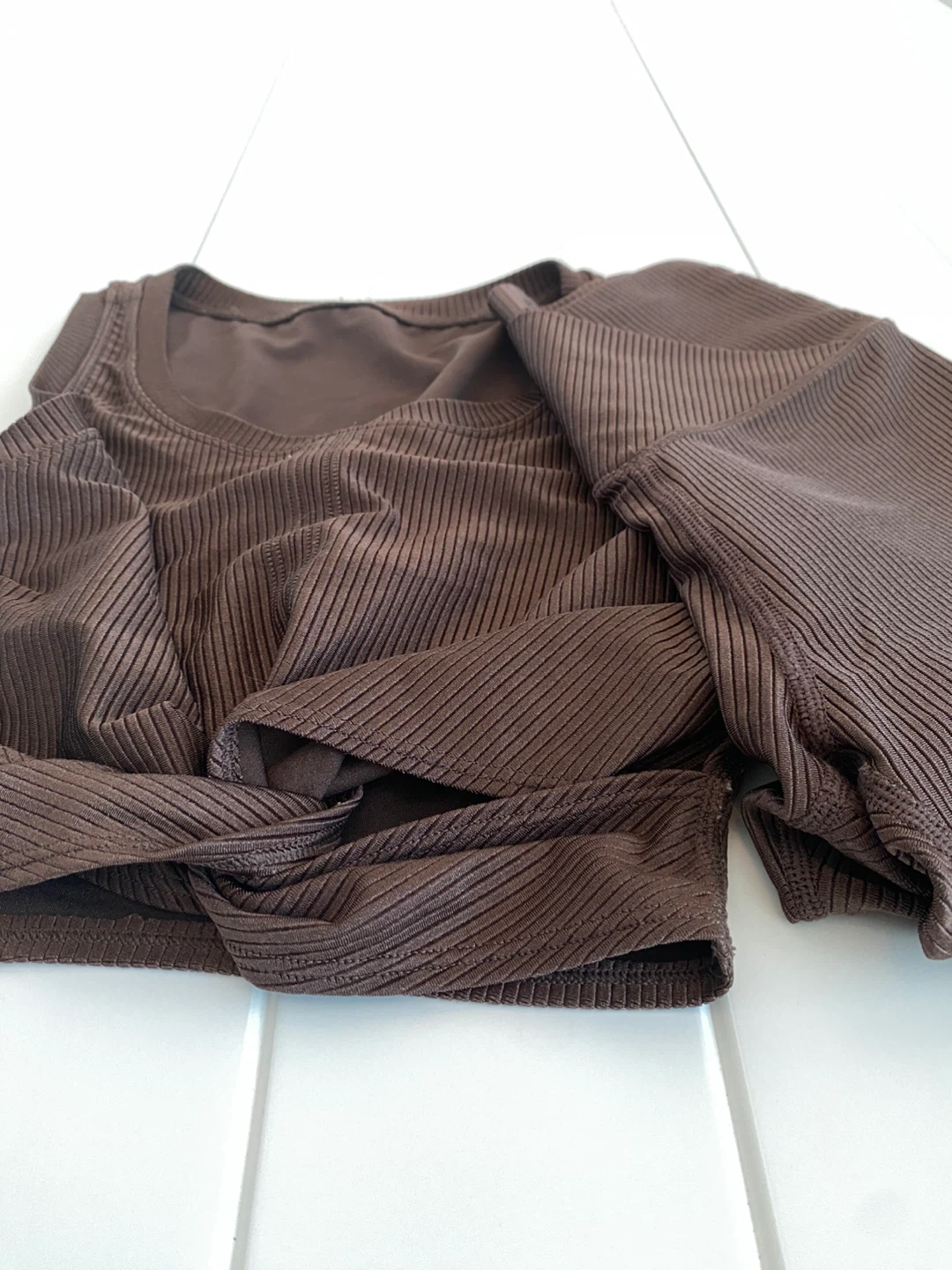 Aerie OFFLINE Ribbed Twist Tank Top & Shorts - Brown - photo 2