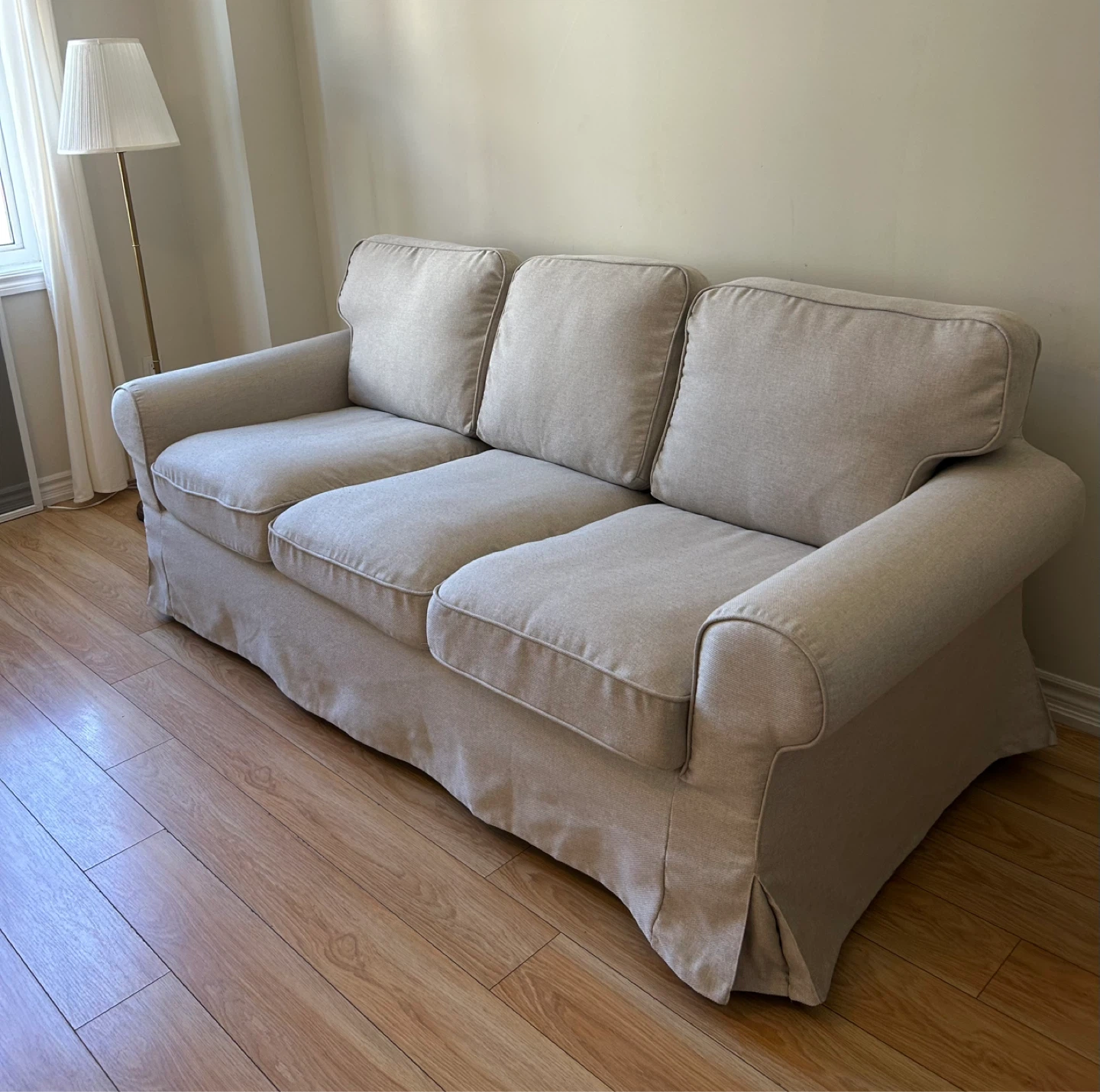 IKEA Comfortable 3-Seater Sofa with Accent Pillows