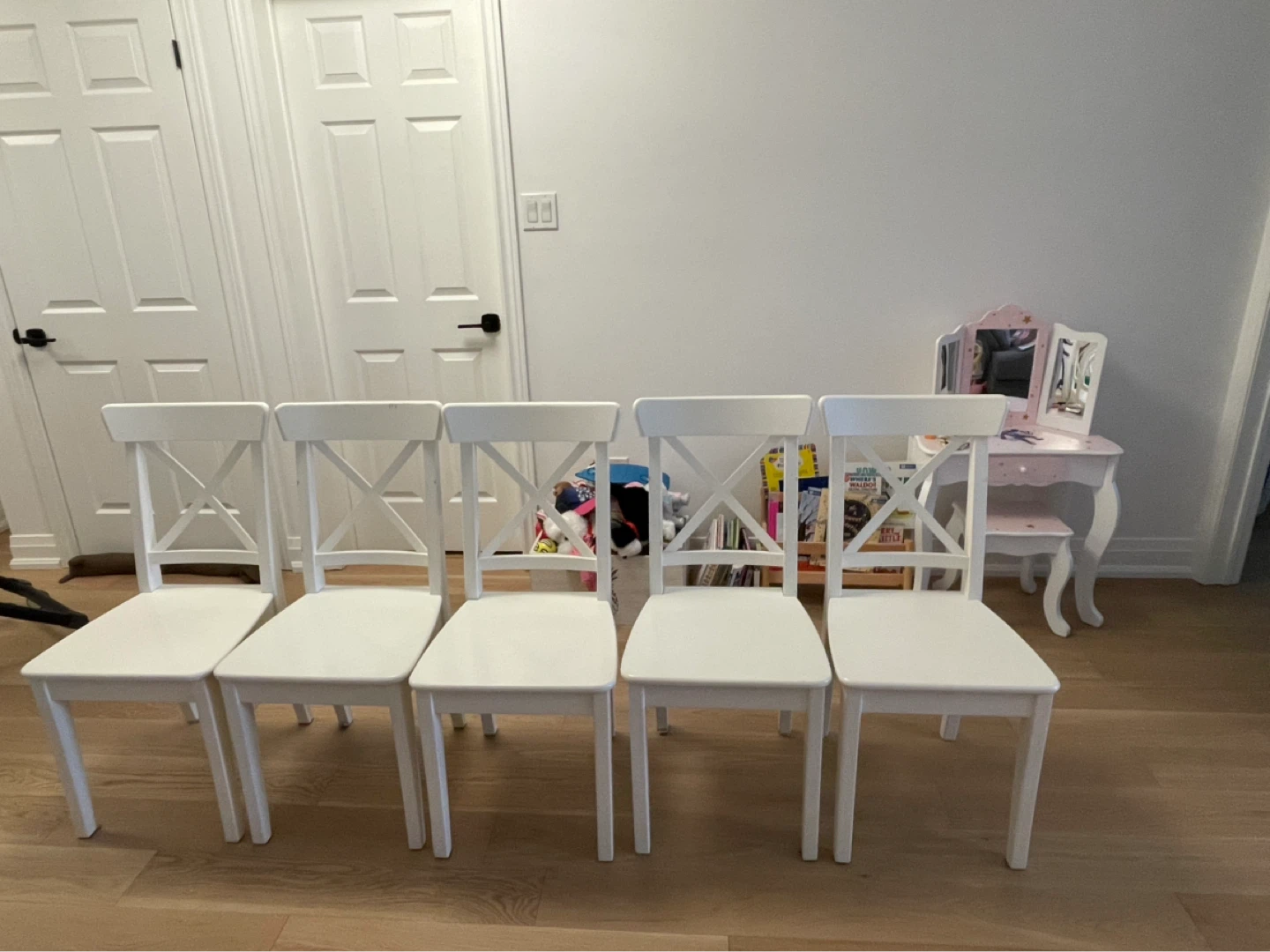 10 Solid Wood White IKEA Chairs $20 each chair