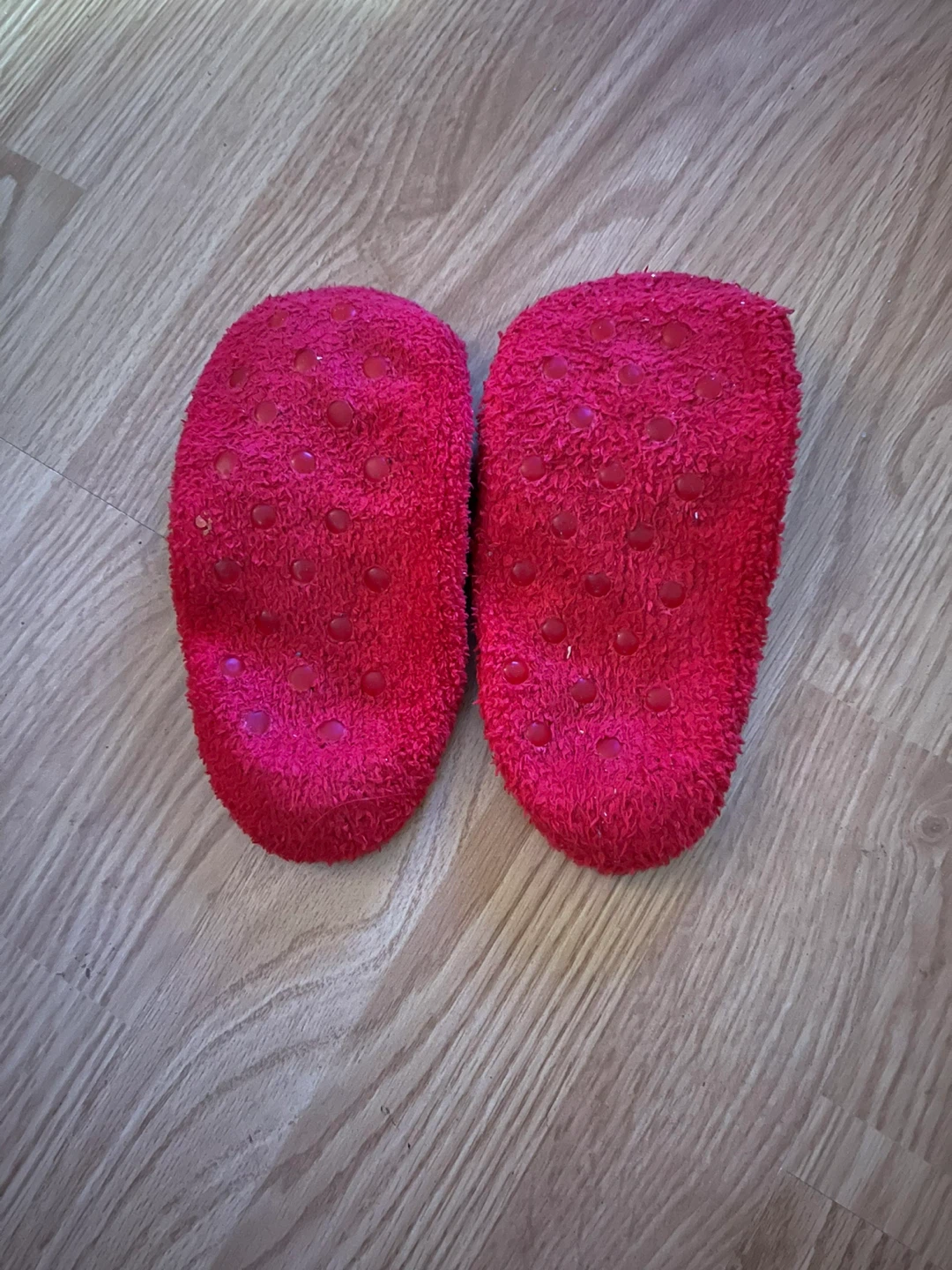 Fuzzy Red Slipper Socks with Mickey Mouse  Detail - photo 2