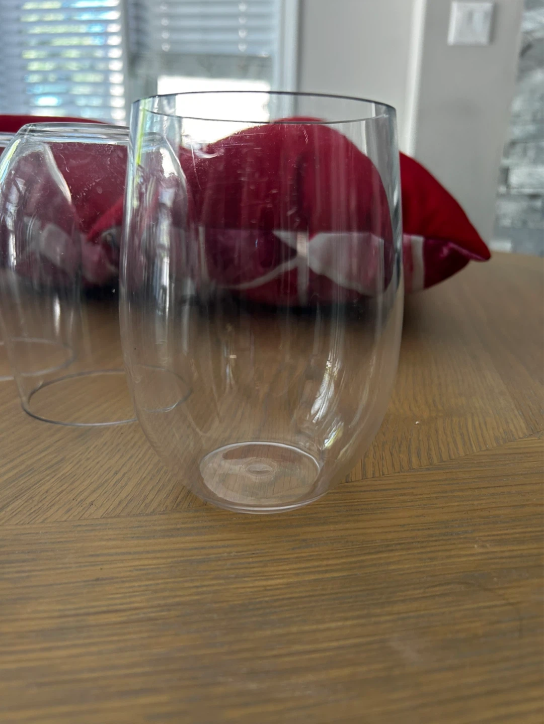 Set of 8 PC Clear Plastic Stemless Wine Glasses