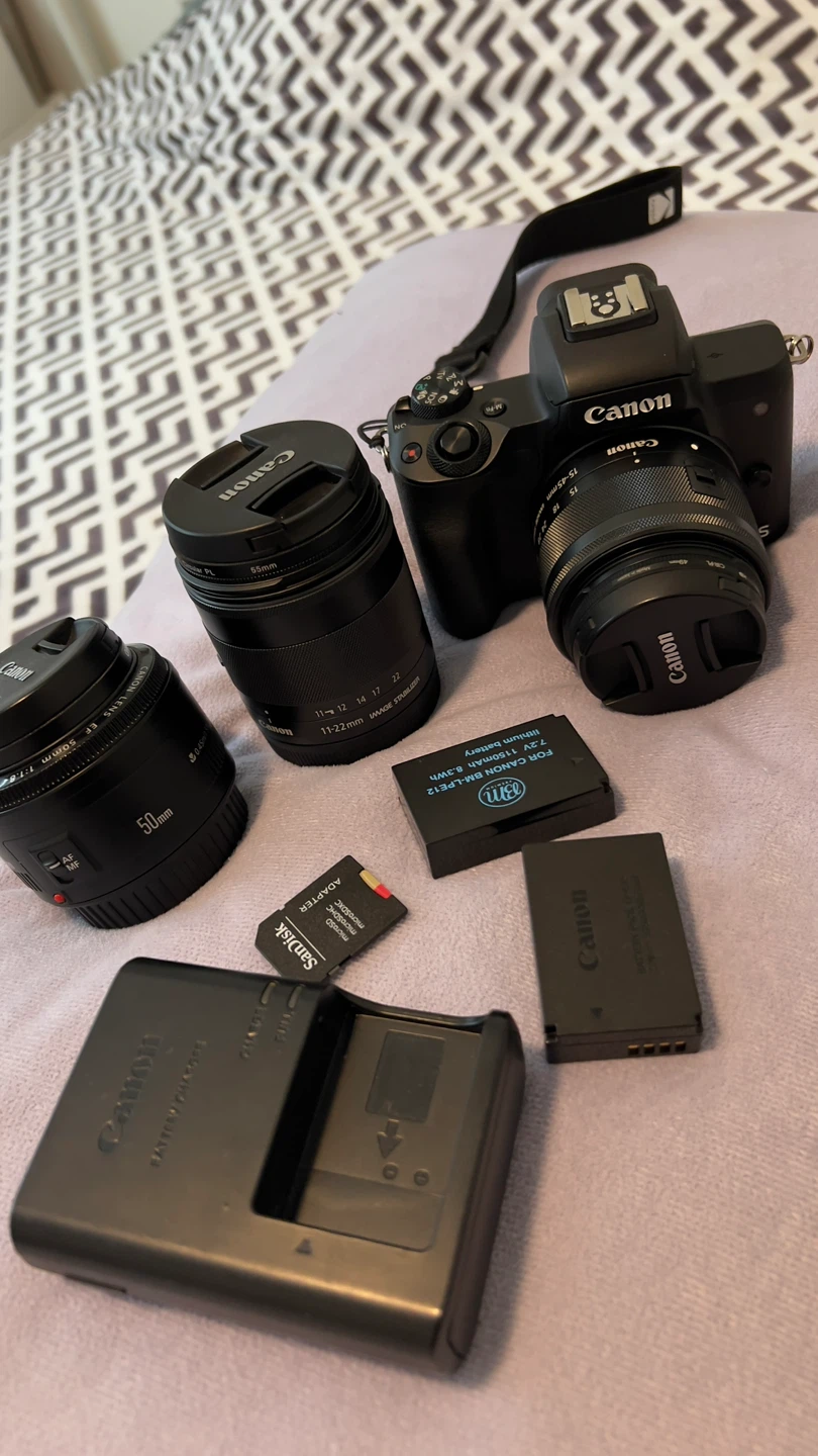 Canon EOS M50 Mirrorless Camera with Lenses and Accessories