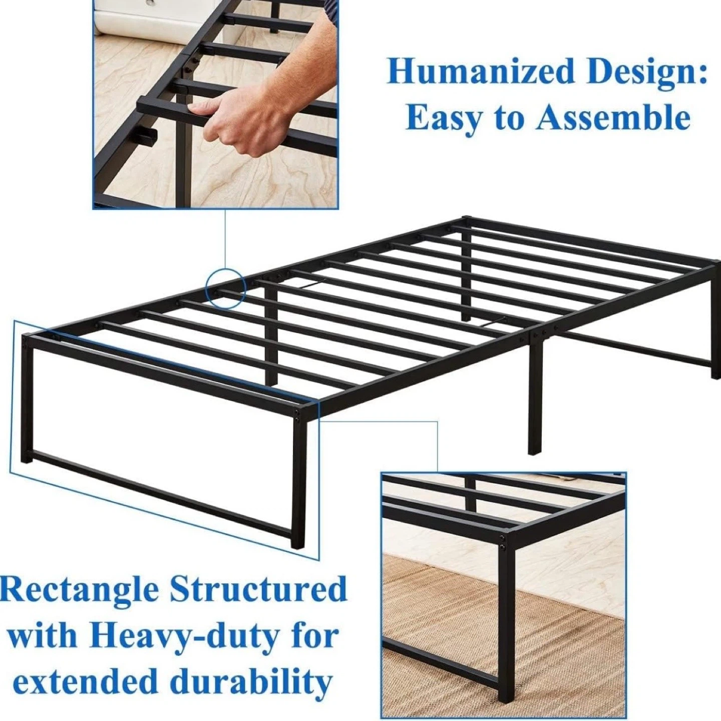 Black Metal Bed Frame - Twin Size