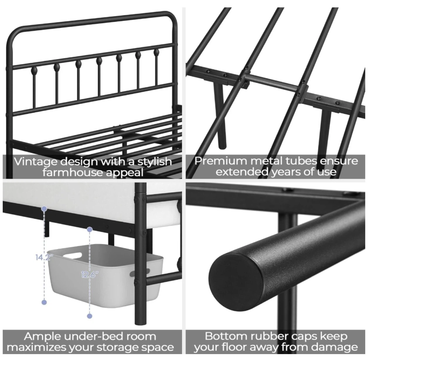 New in Box Queen Metal Bed Frame, Black - photo 3
