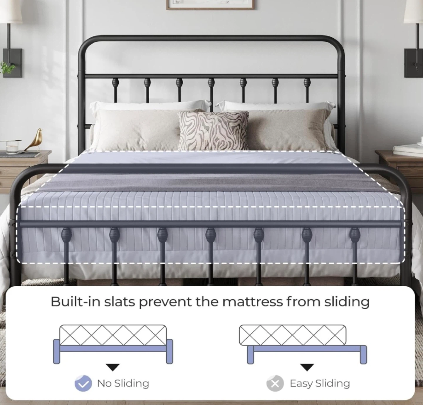 New in Box Queen Metal Bed Frame, Black - photo 4
