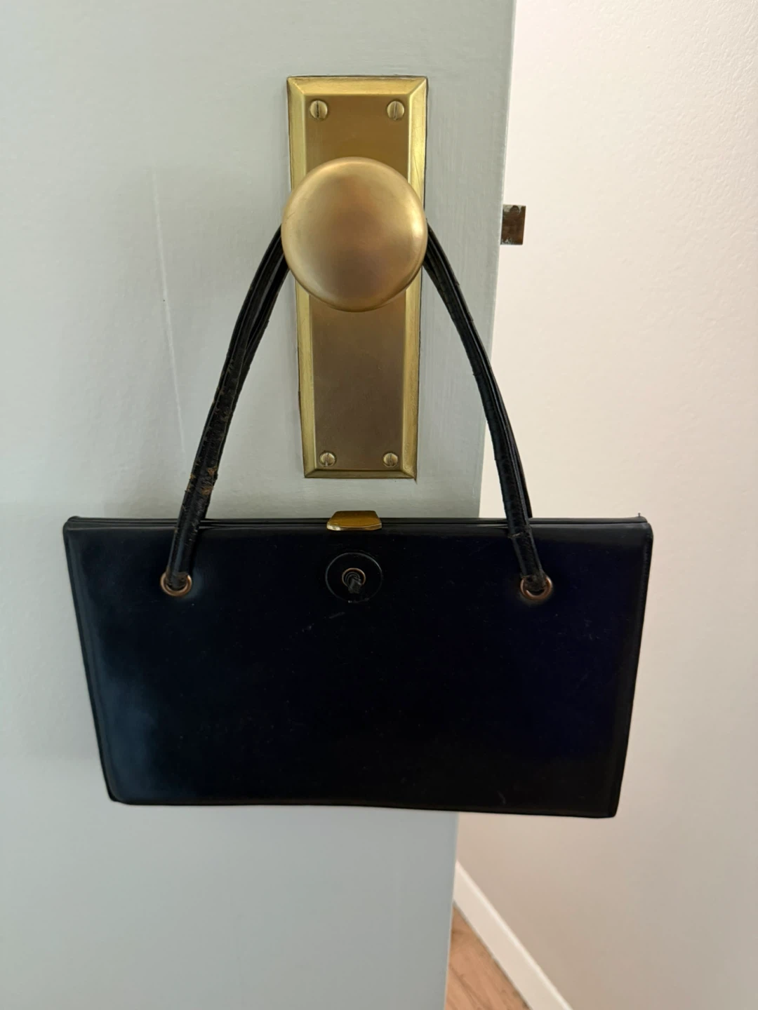 Vintage Bienen-Davis Black Leather Evening Handbag