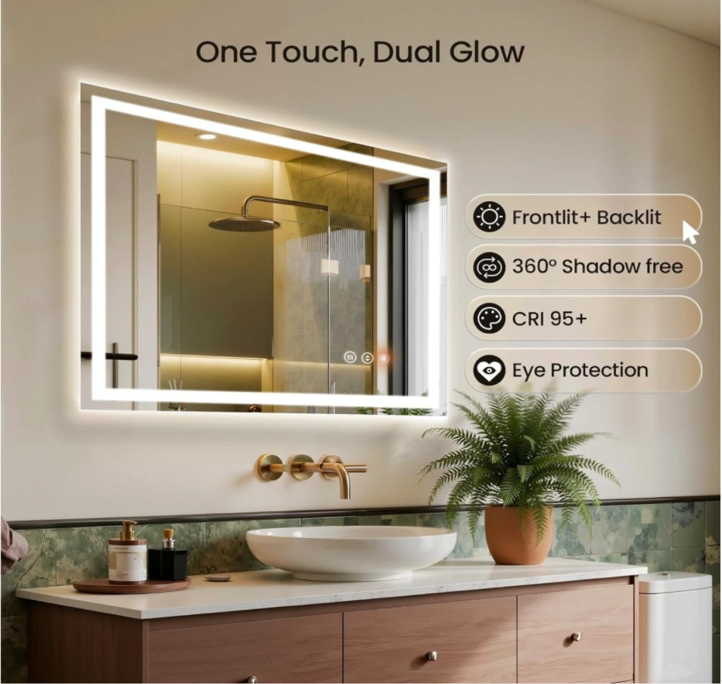 New in Box 48" x 30" LED Bathroom Mirror with Lights & Anti Fog - photo 3