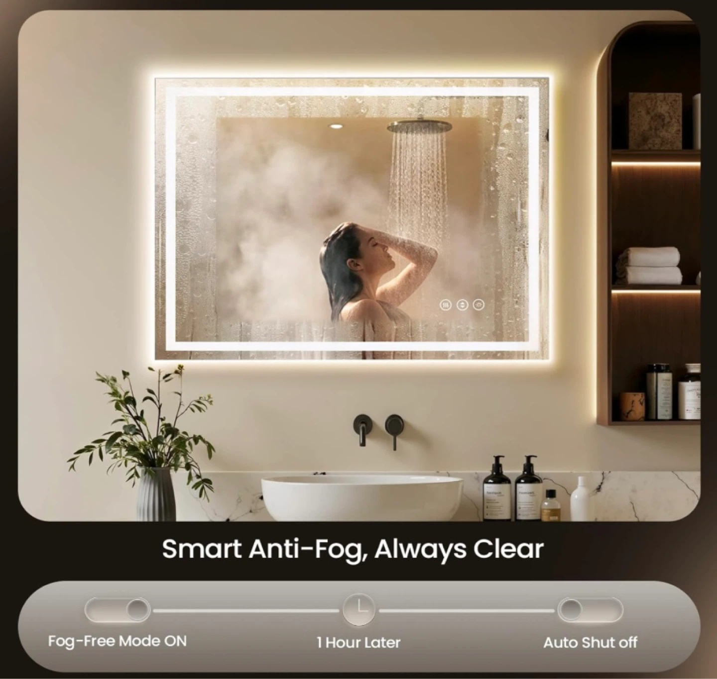 New in Box 48" x 30" LED Bathroom Mirror with Lights & Anti Fog - photo 2