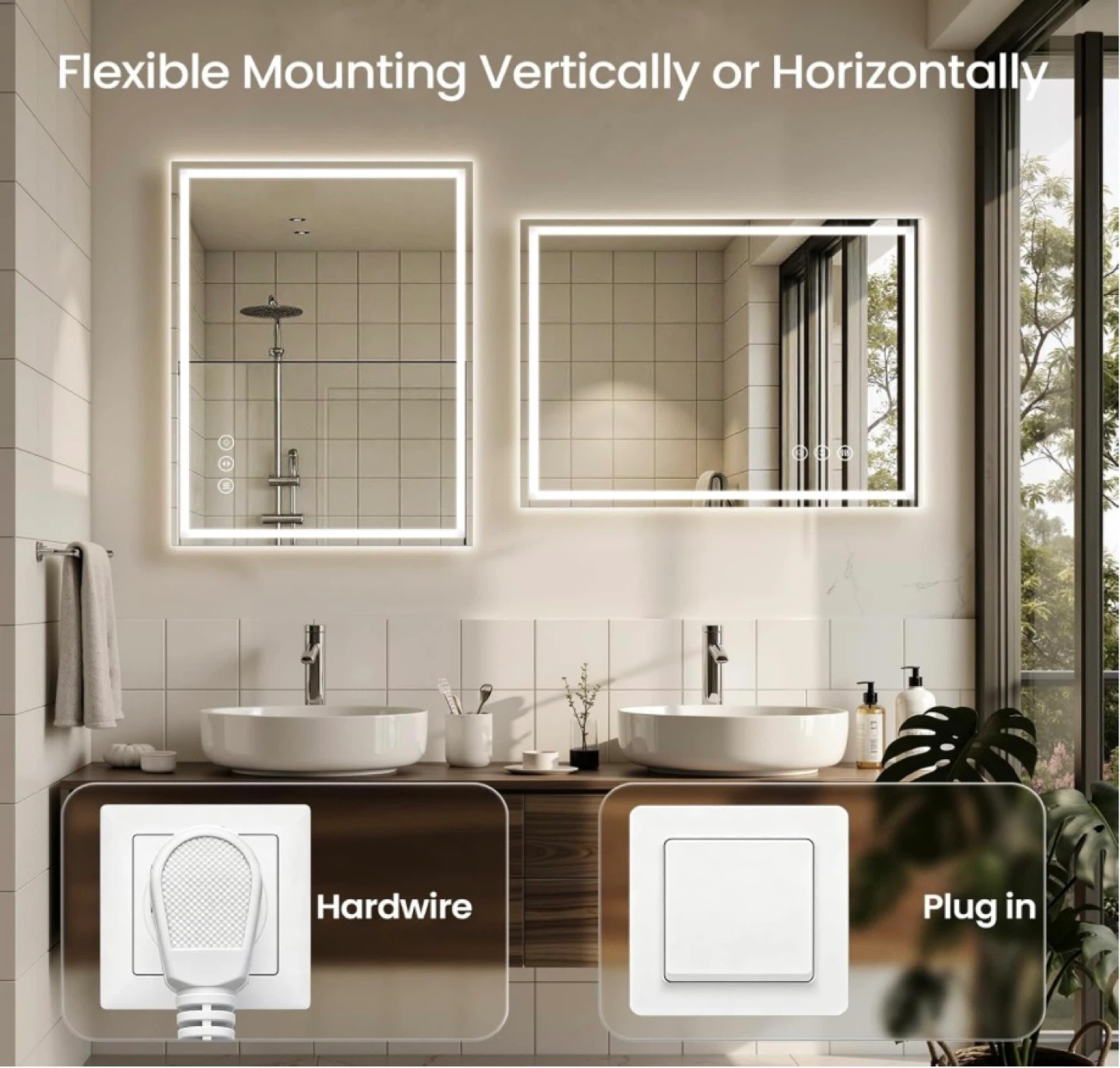 New in Box 48" x 30" LED Bathroom Mirror with Lights & Anti Fog - photo 5