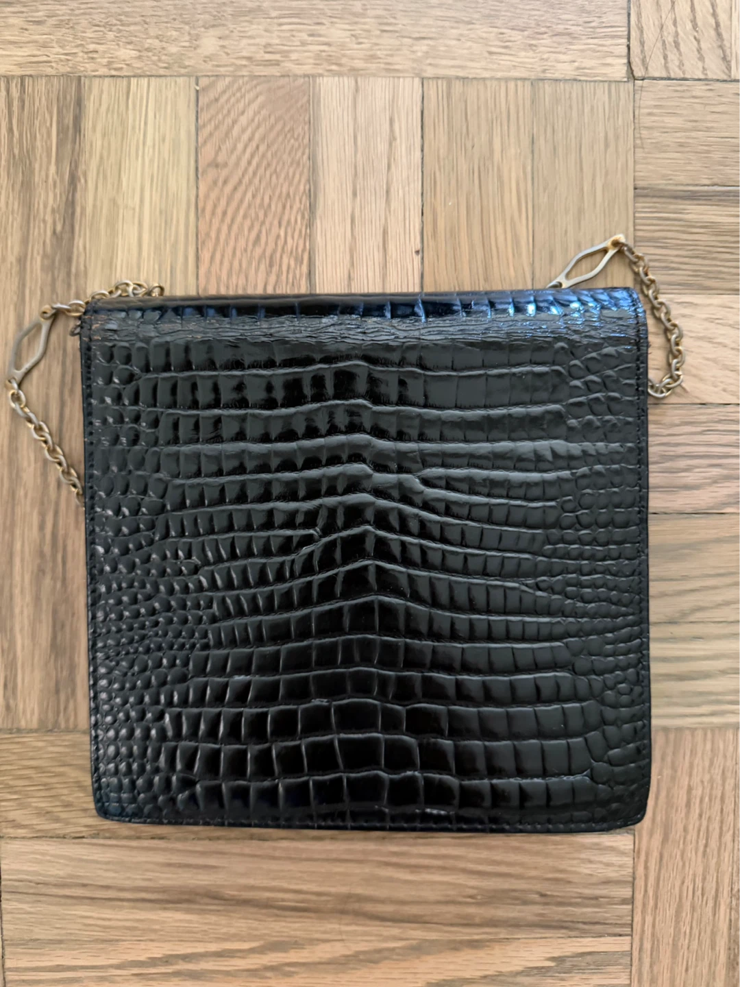 Harrods Black Croc Embossed Shoulder Bag - photo 3