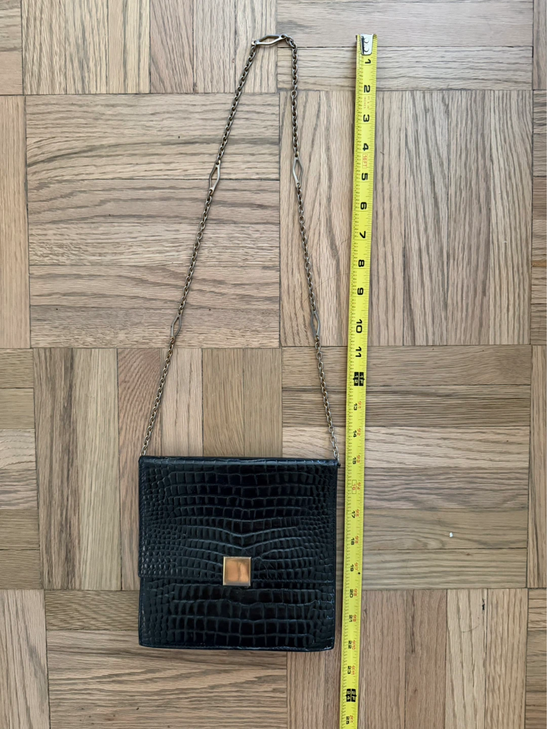 Harrods Black Croc Embossed Shoulder Bag - photo 2