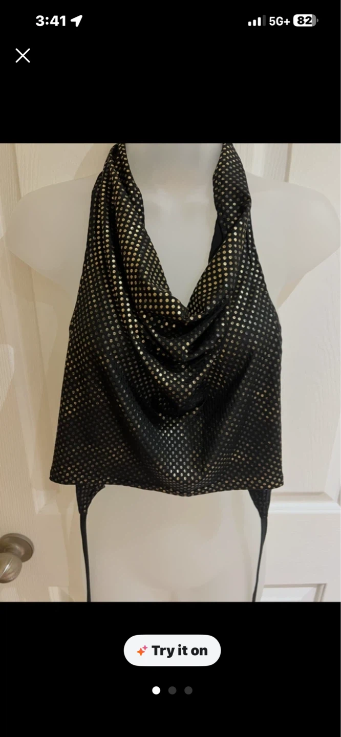 Black and Gold Halter Top - photo 2