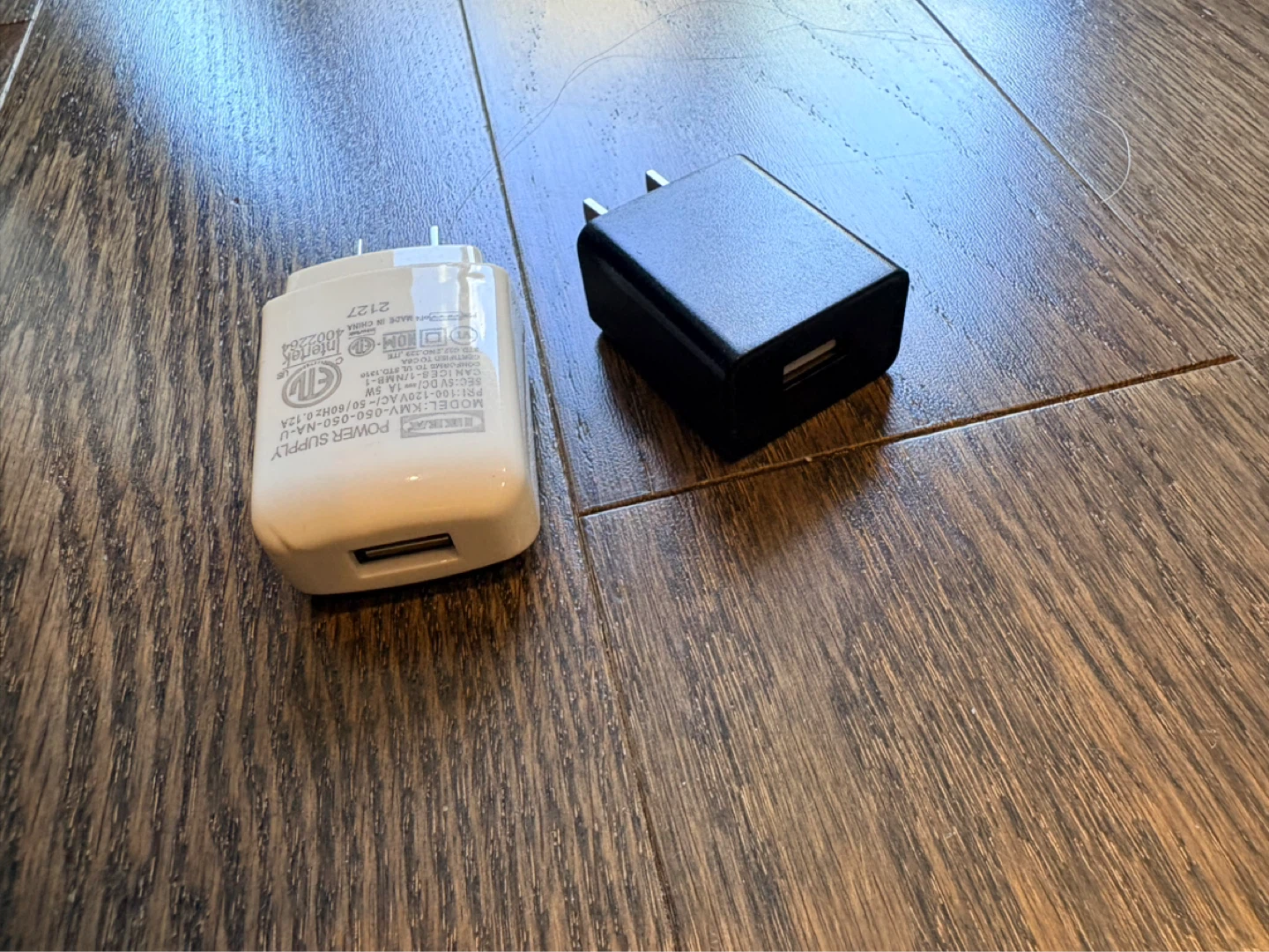 2 USB Power Adapters - White and Black