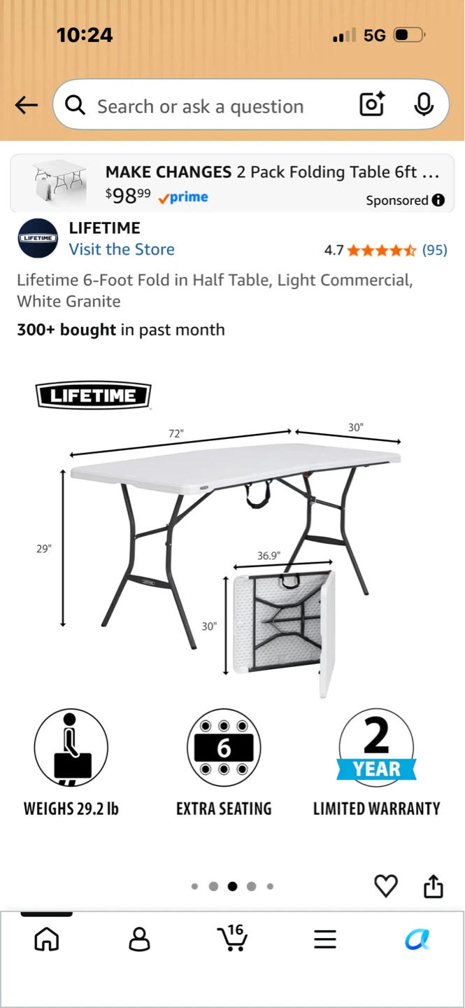 Lifetime 6-Foot Fold in Half Table - photo 2