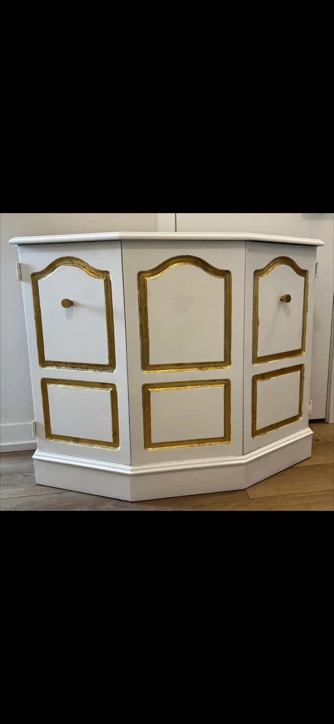 White corner cabinet with gold trim - photo 3