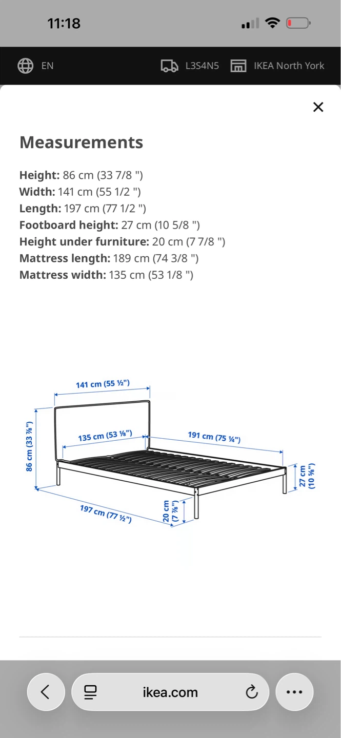 IKEA Bed Frame (Full/Double, White) & IKEA Spring Mattress - photo 5